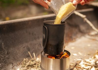Cibo a lunga conservazione preparato con un sistema portatile